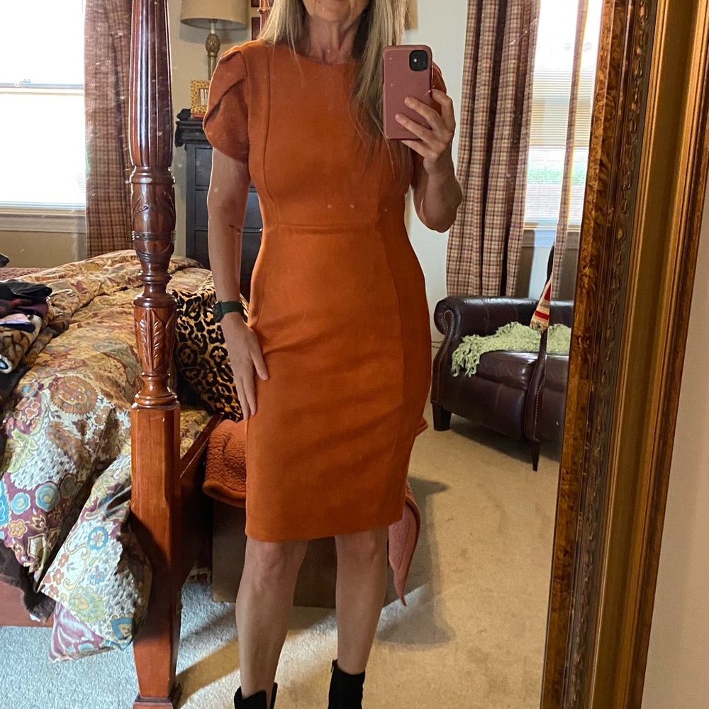 Calvin Klein Rust Orange Midi Sheath Dress